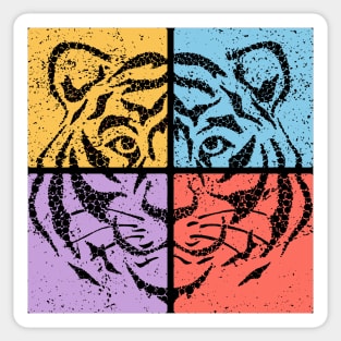 Vibrant Tiger Face Retro Art Sticker
